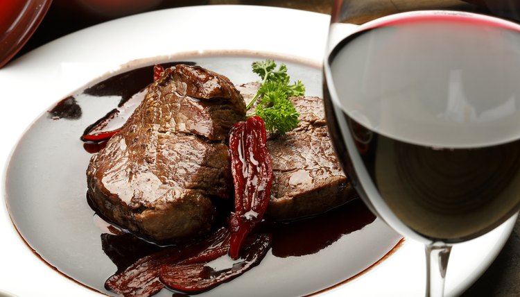 Red wine and meat.