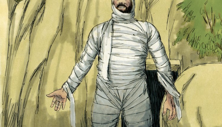Lazarus emerging from his tomb illustration