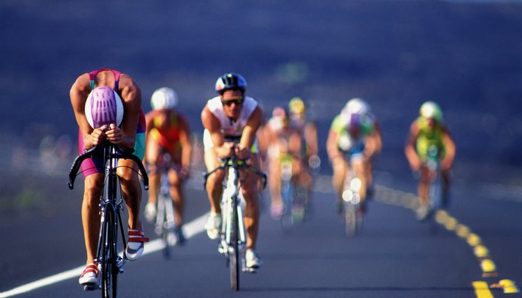 Iron man triathlon cyclists (defocussed)