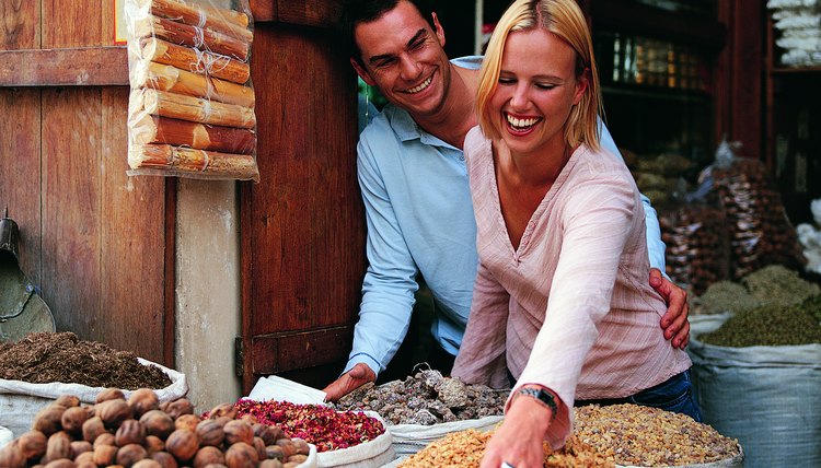 Couple in a market, shopping