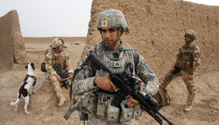 U.S. Army Captain with British Army soldiers during operation in Afghanistan.