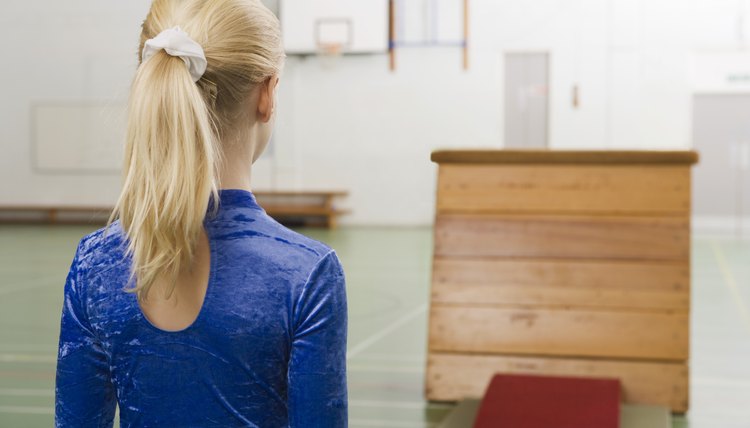 Back view of gymnast girl