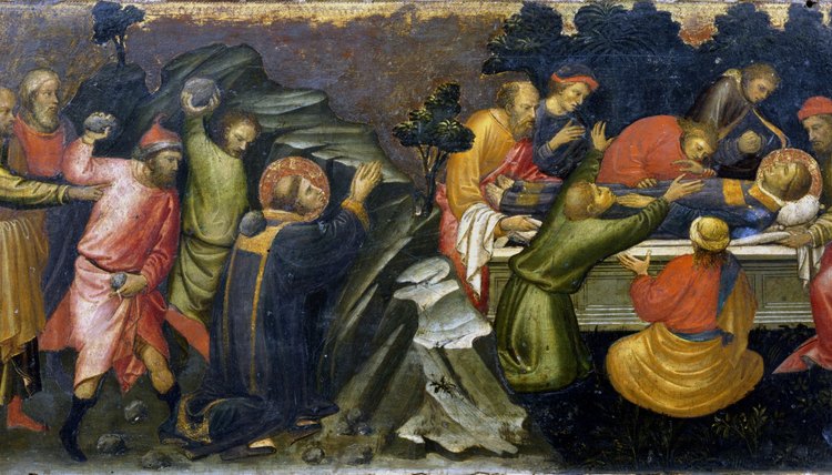 Killling and burial of St. Stephen.
