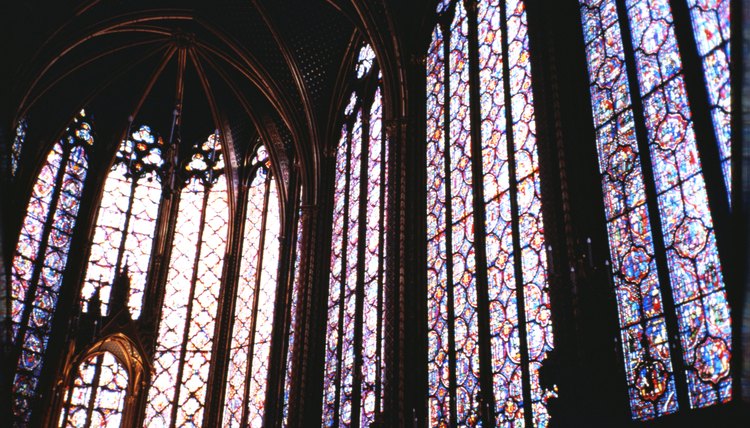 Stained glass church interior