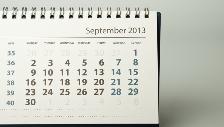 A close-up of a calendar page.