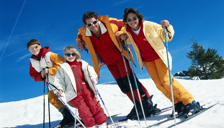 Family with ski pole