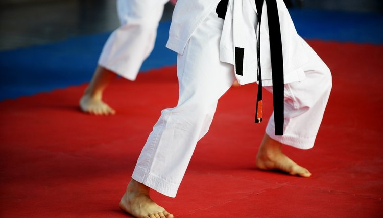 Karate practitioners on competition floor