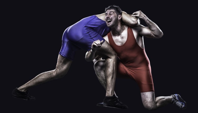 Two freestyle wrestlers in action