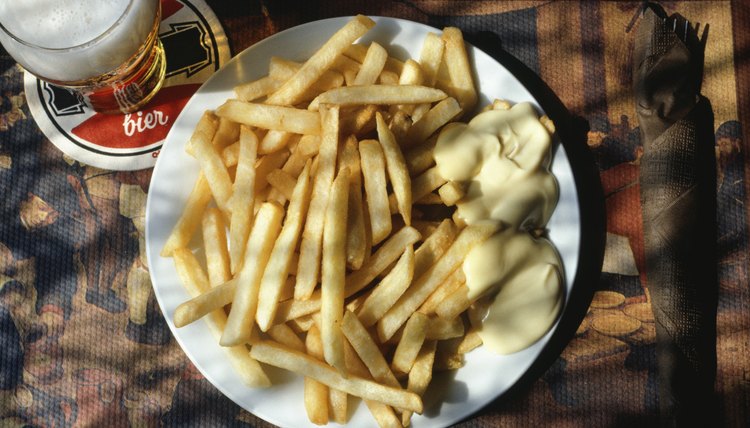 Beer and French fries with mayonnaise, Holland