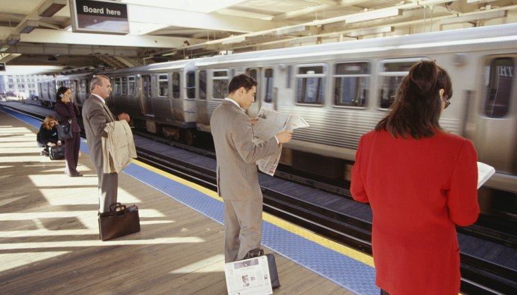 Commuters waiting for a train.