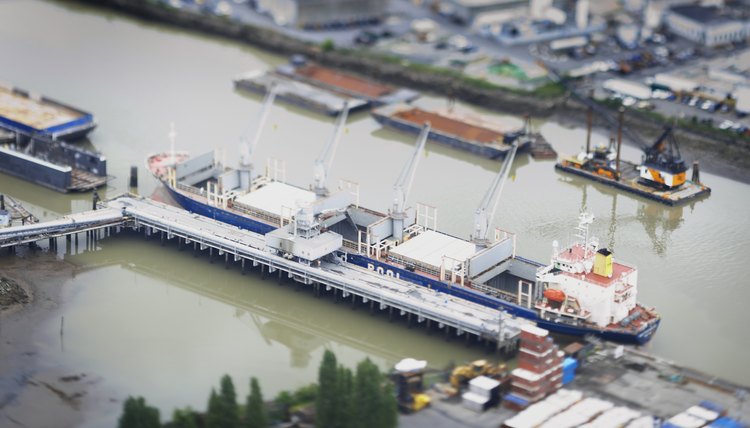 Aerial shot of cargo ships.