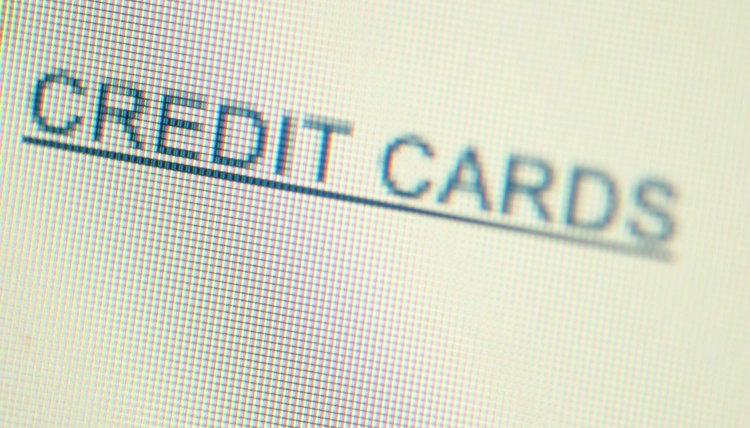 Credit cards text on screen
