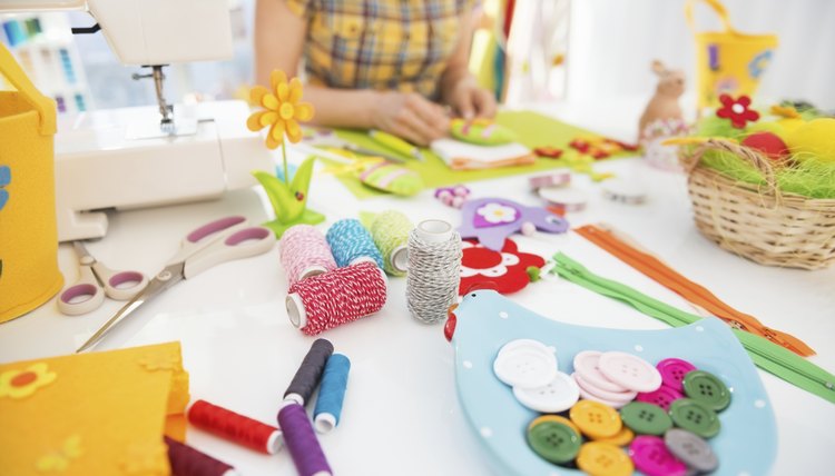 Girl working on craft project