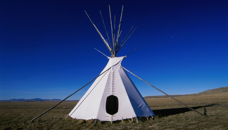 A teepee stands in Ulm Pishkun State Park, Montana.