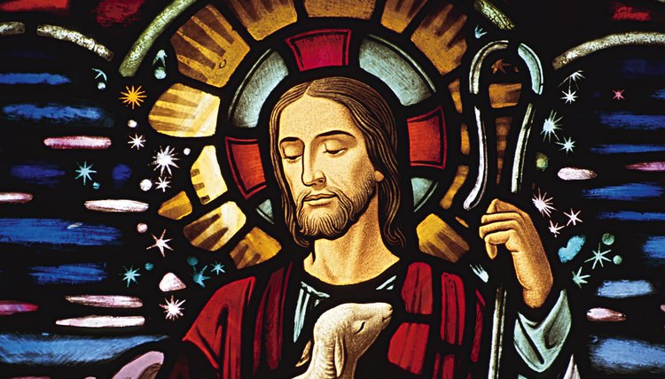 Stained glass window of Jesus