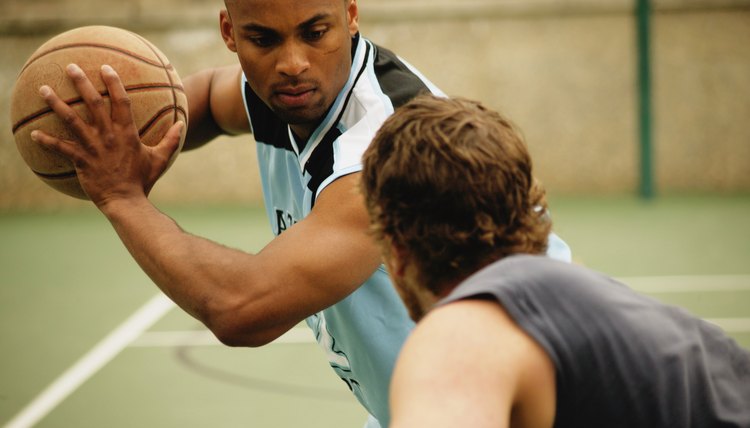 Playing basketball