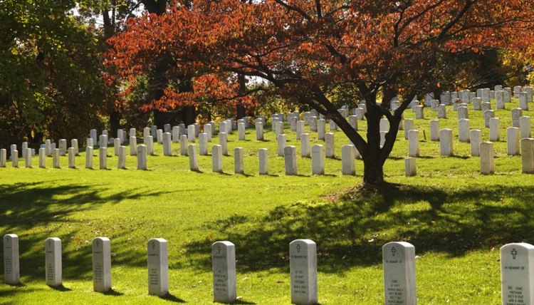 graveyard with tombstones facing east