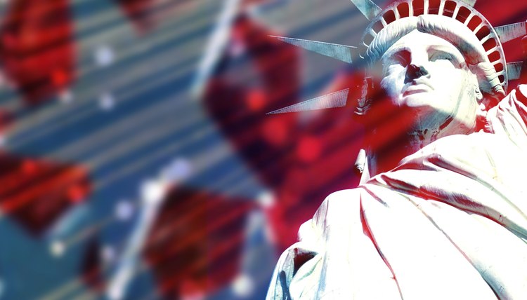 The Statue of Liberty symbolizes freedom, a major theme of liberal democracy.