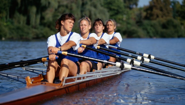 Crew team rowing