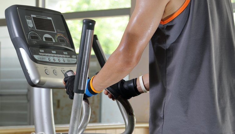 Exercising in the gym,Man walking on treadmill.