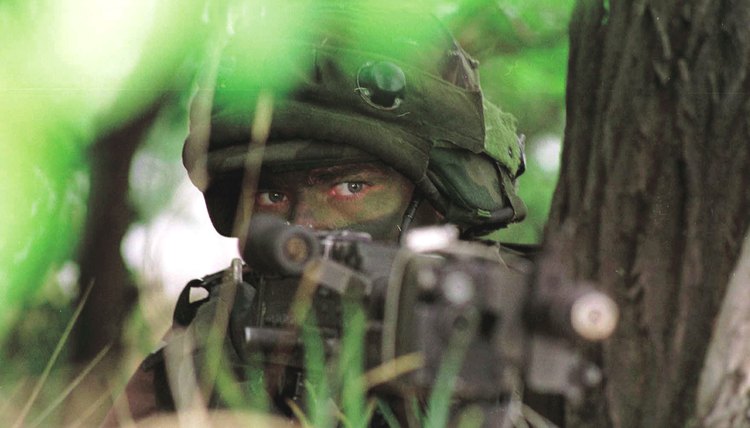 Army Ranger in camouflage during training