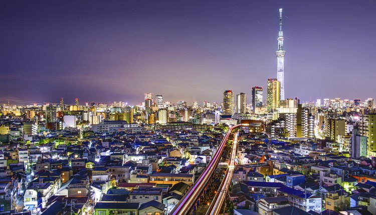 A view of Tokyo at night.