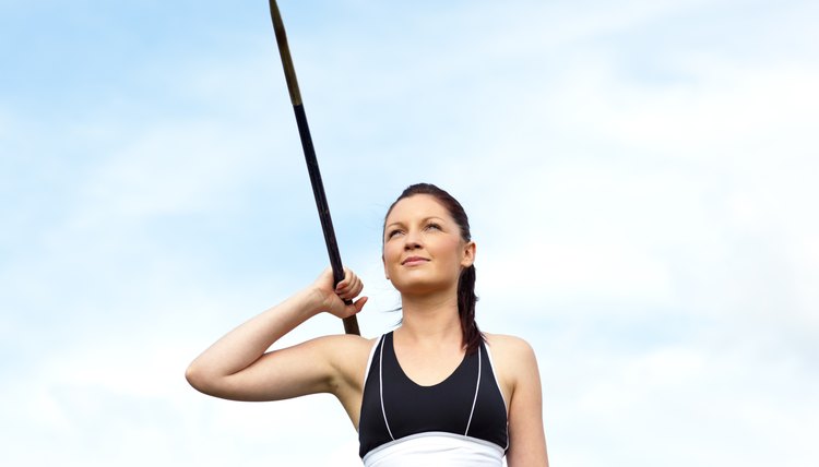 Female athlete throwing the javelin