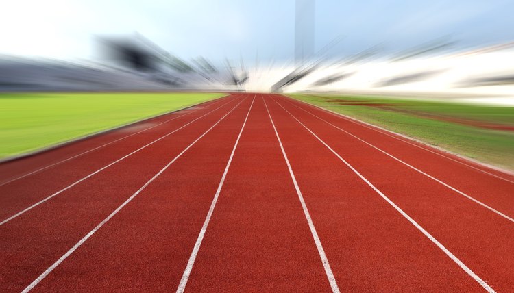 Running Track At A Sport Stadium (radial blur up image)