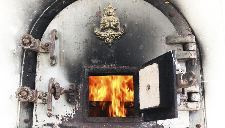 Some cremation chambers carry religious designs.
