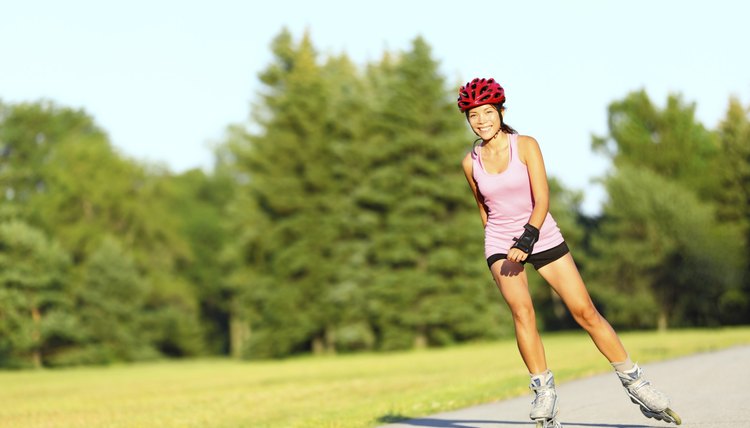 Skating woman on rollerblades