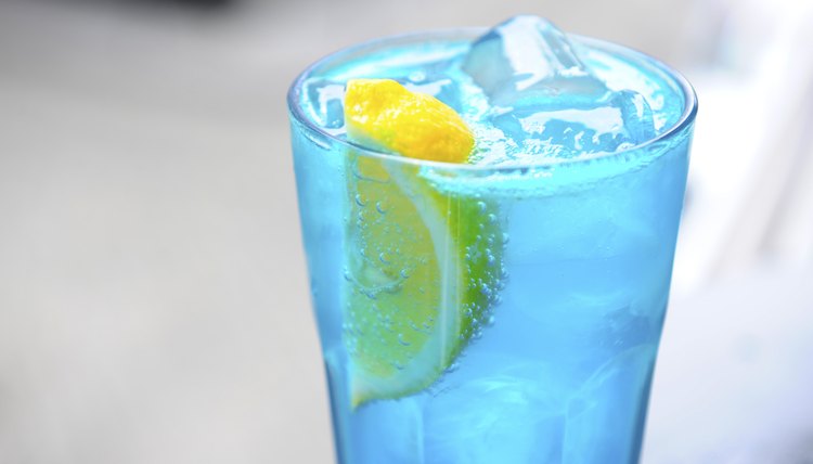An alcholic drink with blue curacao.