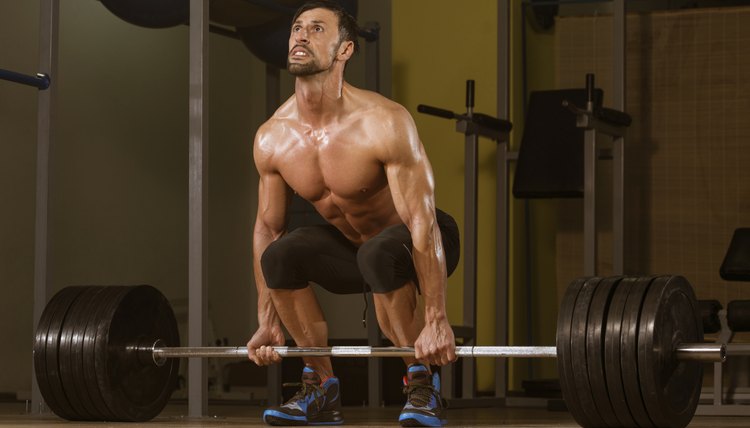 Bodybuilder Doing Deadlift For Back