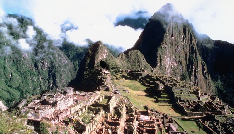 The ruins of Machu Picchu, an Inca archaeological site in the Andes.