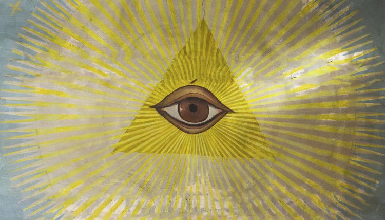 Illuminati eye painted on church ceiling