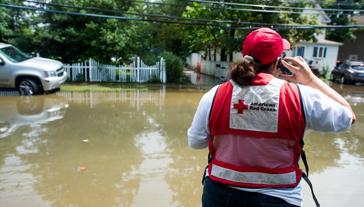 Woman wearing American Red Cross vest