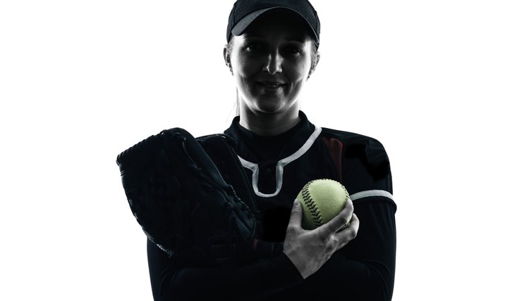 woman playing softball players silhouette isolated