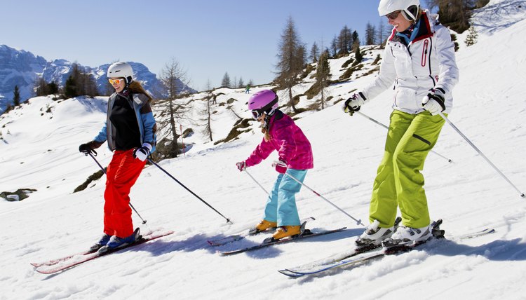 Ski family in Moountains