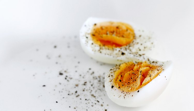 Hard boiled eggs with salt and pepper