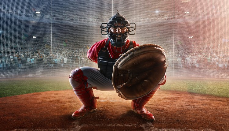 Baseball catcher on stadium