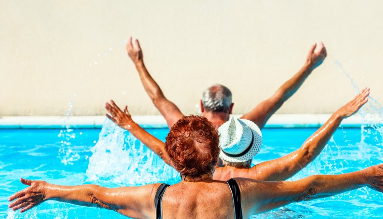 Active seniors getting a workout at the swimming pool