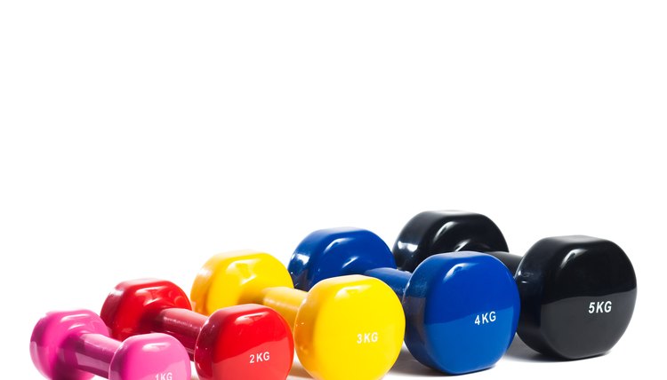 metal dumbbell on isolated background