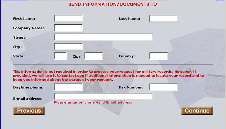 your name, Continue, the next screen, the information