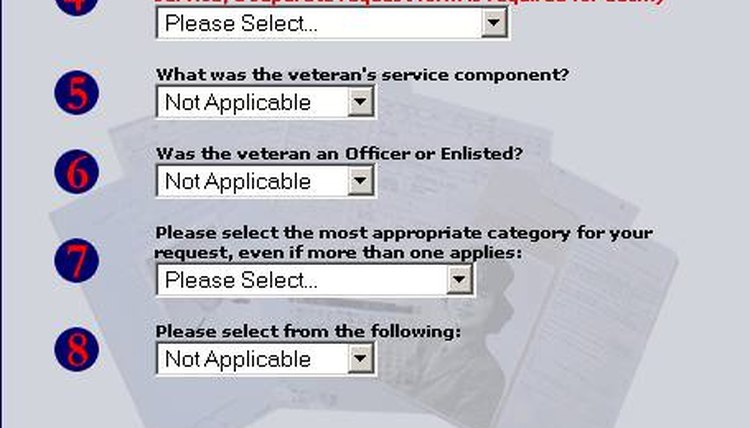 Indicate service branch, Request, Continue