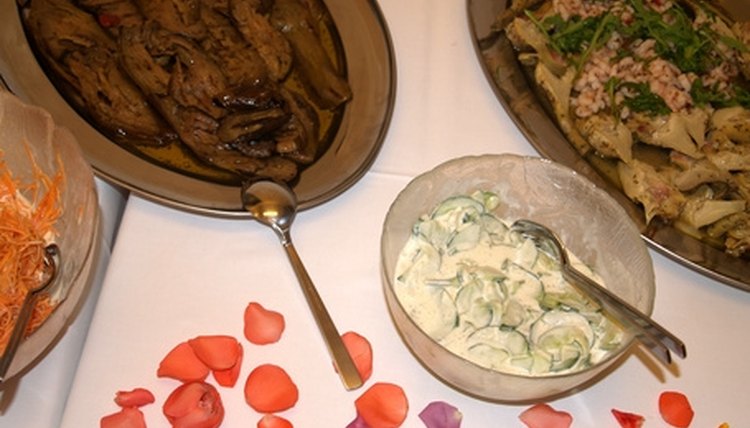 A wedding buffet should include a variety of foods.