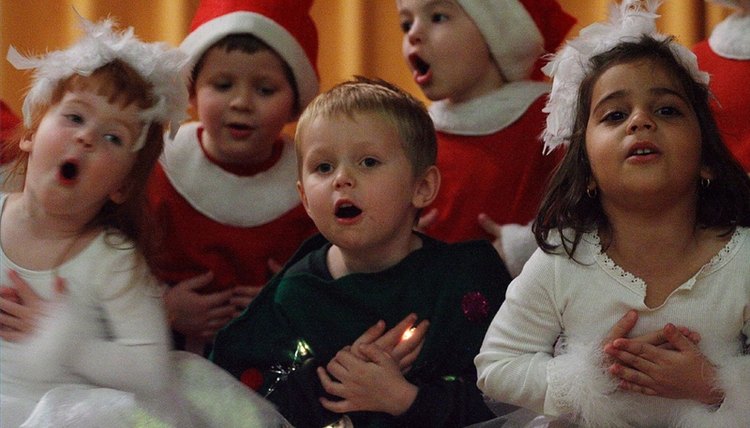 Children sign a song at a Christmas pageant