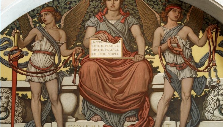 A Library of Congress mural portrays government's job of protecting and defending its citizens.