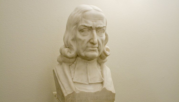 A bust of John Wesley, who led the founding of Methodism.