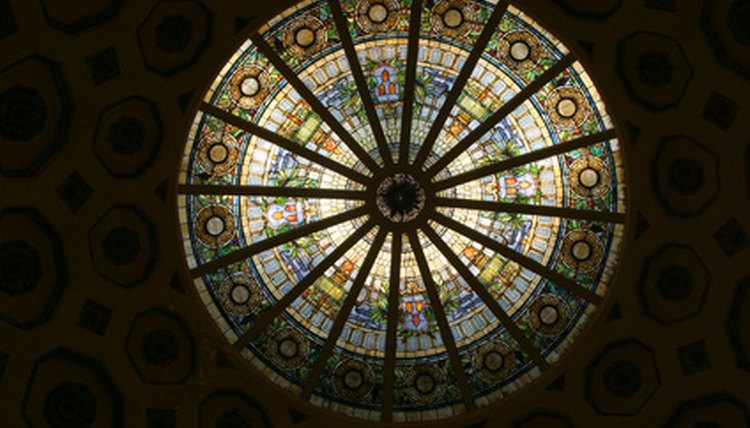 Many churches feature stained glass windows.