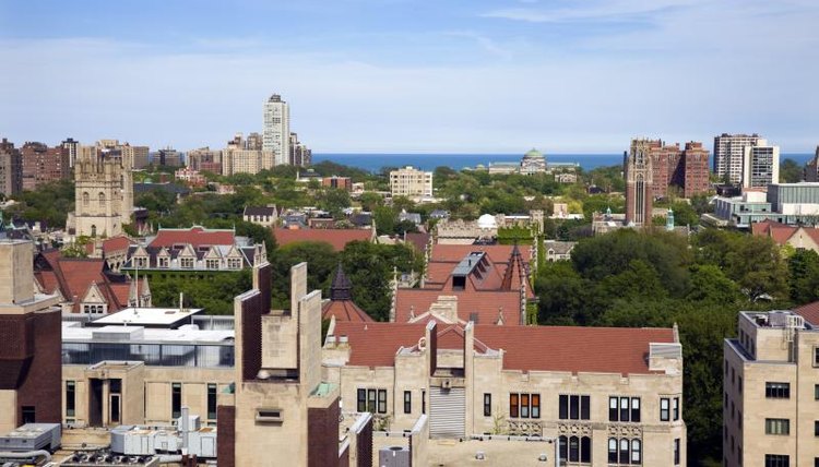 An aerial photograph of the University of Chicago campus.