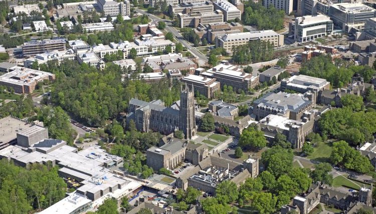Looking down on the Duke University campus.